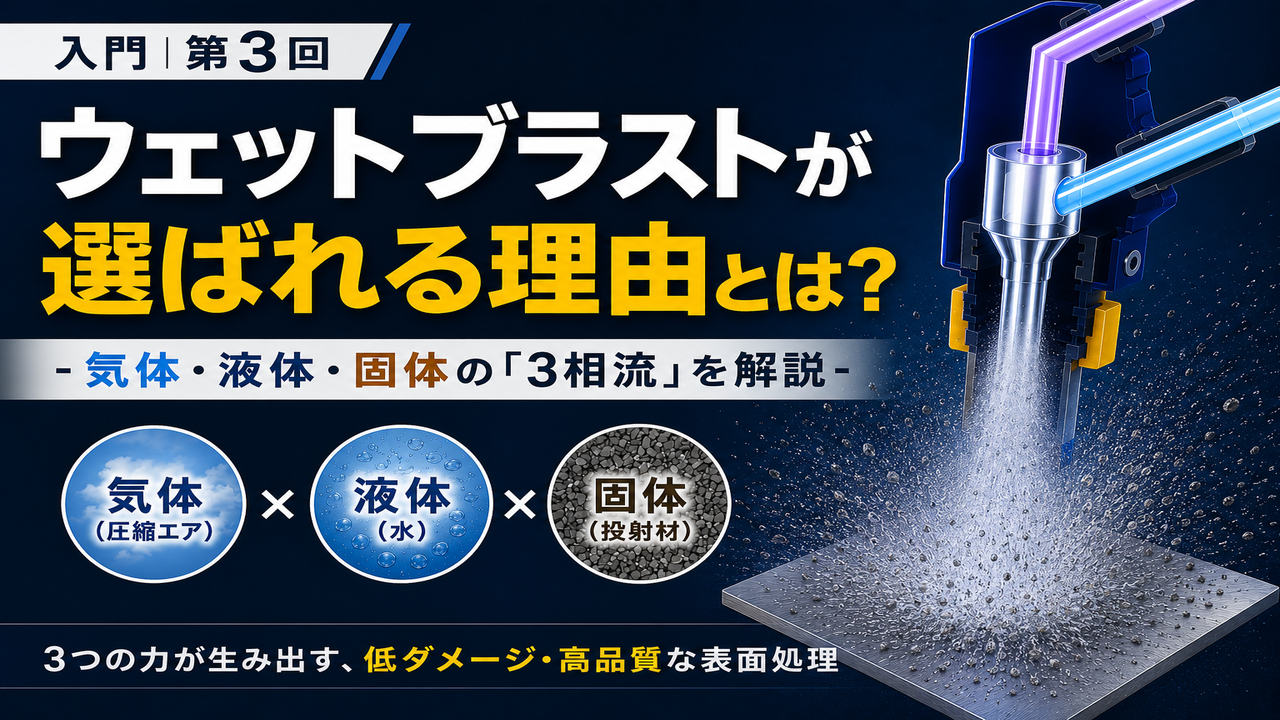 入門：ウェットブラストの基本要素 (3)－気体・液体・固体の3相流が他工法との違いを生む－